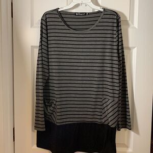 Alegra K size extra large black & gray striped Tunic